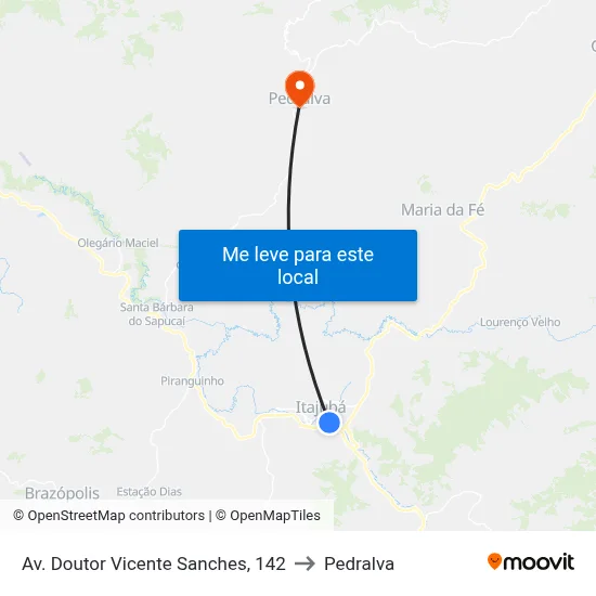 Av. Doutor Vicente Sanches, 142 to Pedralva map
