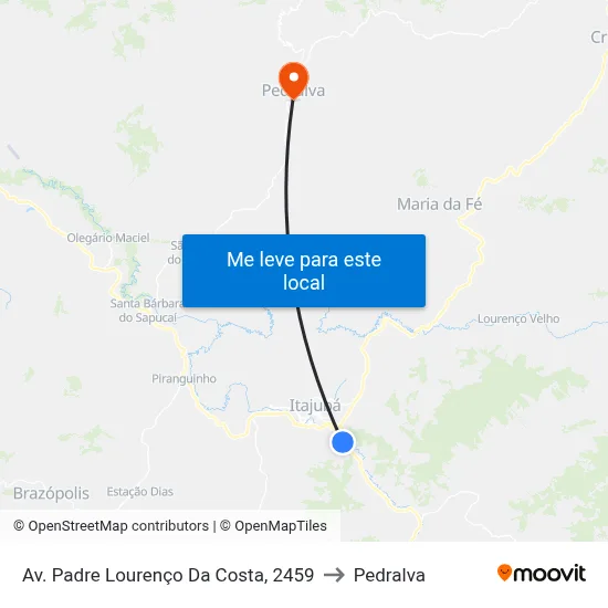 Av. Padre Lourenço Da Costa, 2459 to Pedralva map