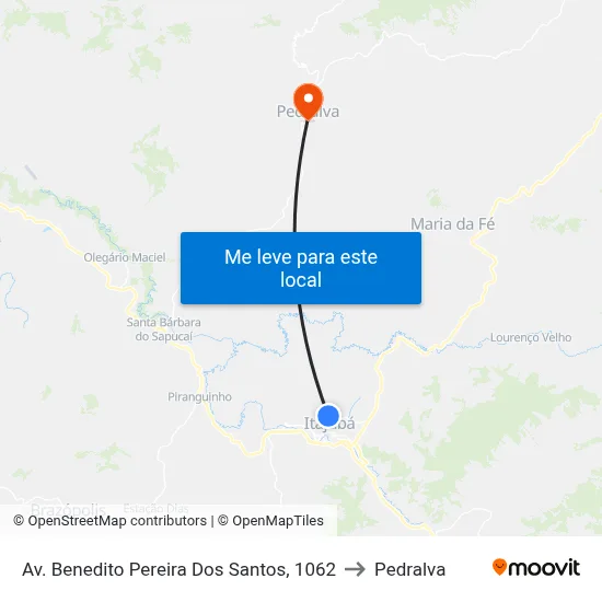 Av. Benedito Pereira Dos Santos, 1062 to Pedralva map