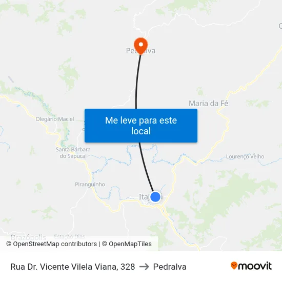 Rua Dr. Vicente Vilela Viana, 328 to Pedralva map