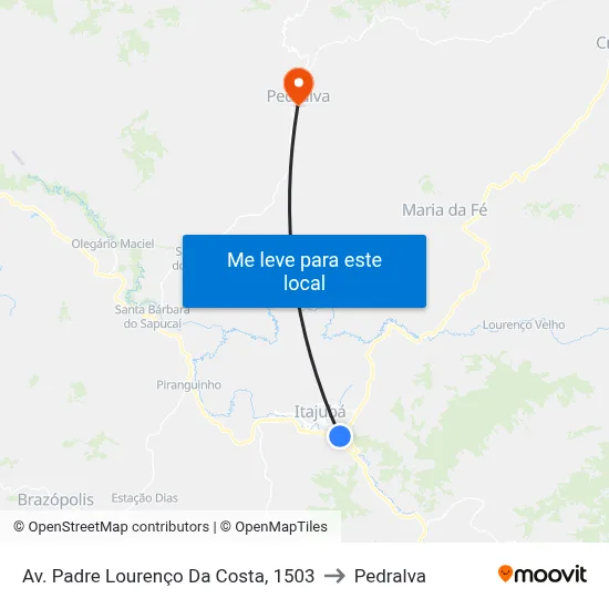 Av. Padre Lourenço Da Costa, 1503 to Pedralva map