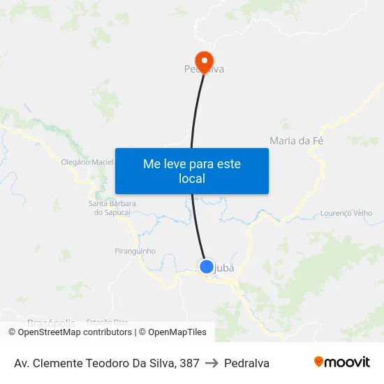 Av. Clemente Teodoro Da Silva, 387 to Pedralva map