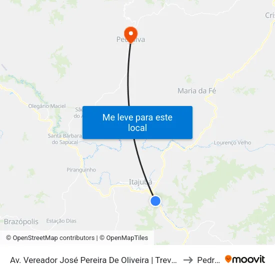 Av. Vereador José Pereira De Oliveira | Trevo Ponte Da Imbel 1 to Pedralva map