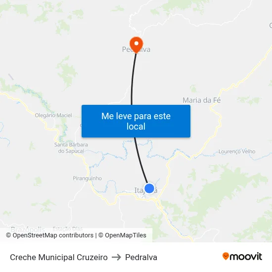 Creche Municipal Cruzeiro to Pedralva map