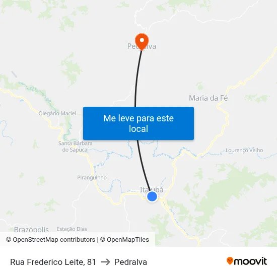 Rua Frederico Leite, 81 to Pedralva map
