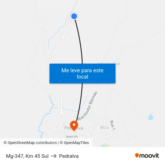 Mg-347, Km 45 Sul to Pedralva map