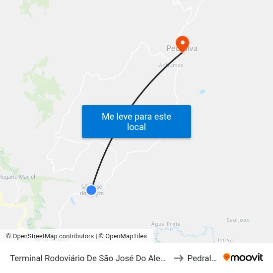 Terminal Rodoviário De São José Do Alegre to Pedralva map