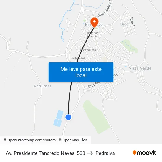 Av. Presidente Tancredo Neves, 583 to Pedralva map