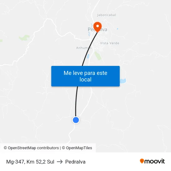 Mg-347, Km 52,2 Sul to Pedralva map