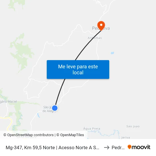 Mg-347, Km 59,5 Norte | Acesso Norte A São José Do Alegre to Pedralva map