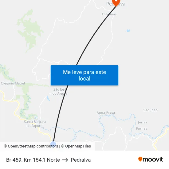 Br-459, Km 154,1 Norte to Pedralva map
