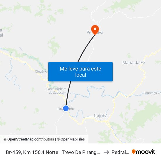 Br-459, Km 156,4 Norte | Trevo De Piranguinho to Pedralva map