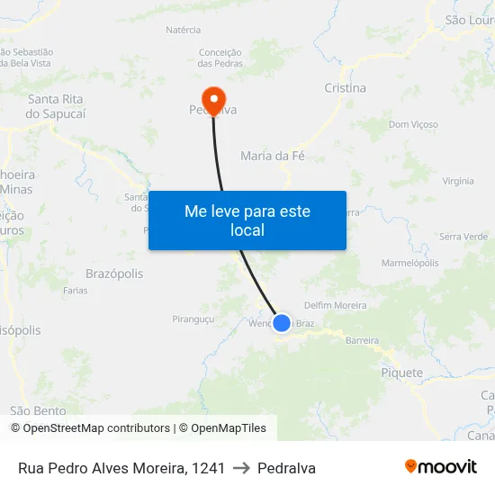 Rua Pedro Alves Moreira, 1241 to Pedralva map