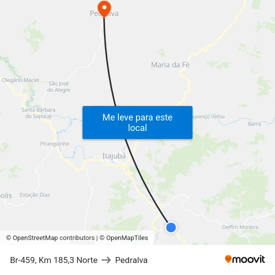 Br-459, Km 185,3 Norte to Pedralva map