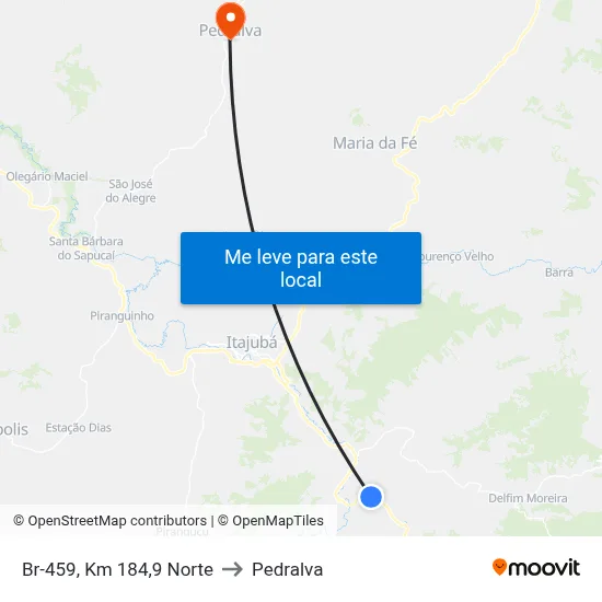 Br-459, Km 184,9 Norte to Pedralva map