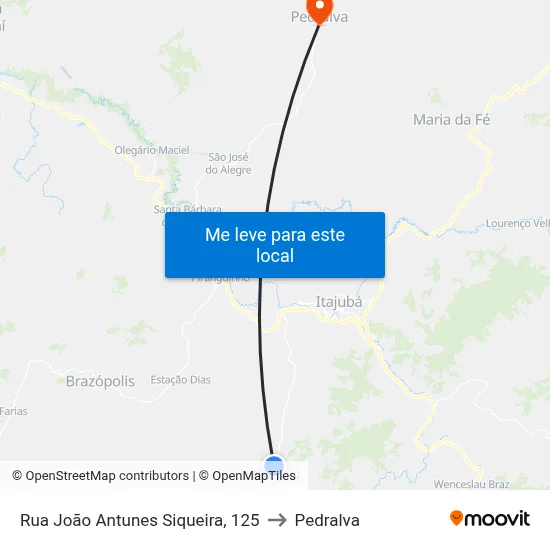 Rua João Antunes Siqueira, 125 to Pedralva map
