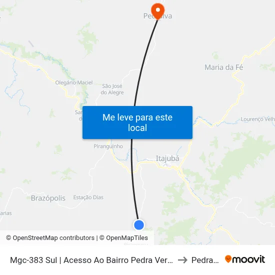 Mgc-383 Sul | Acesso Ao Bairro Pedra Vermelha to Pedralva map