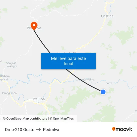 Dmo-210 Oeste to Pedralva map