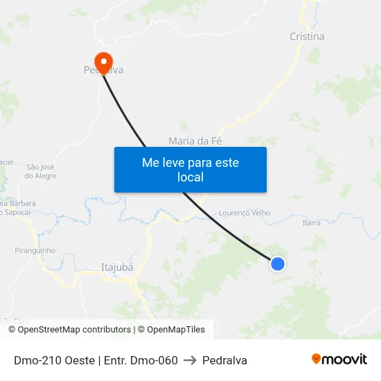 Dmo-210 Oeste | Entr. Dmo-060 to Pedralva map