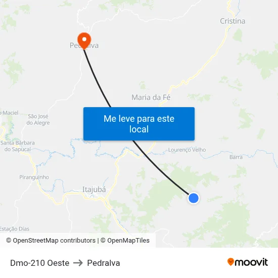 Dmo-210 Oeste to Pedralva map