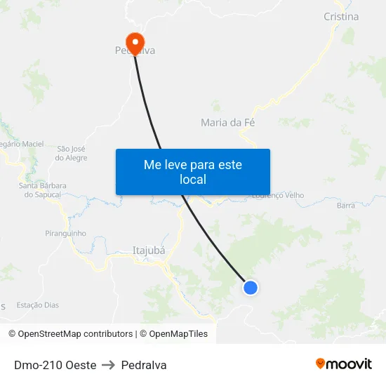 Dmo-210 Oeste to Pedralva map