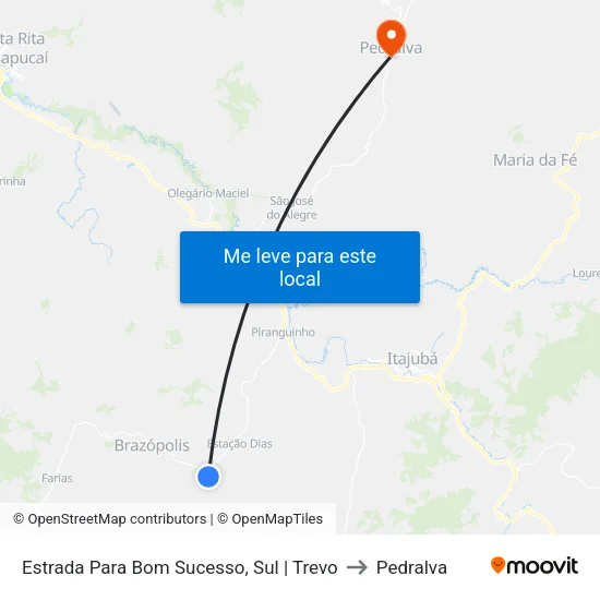 Estrada Para Bom Sucesso, Sul | Trevo to Pedralva map