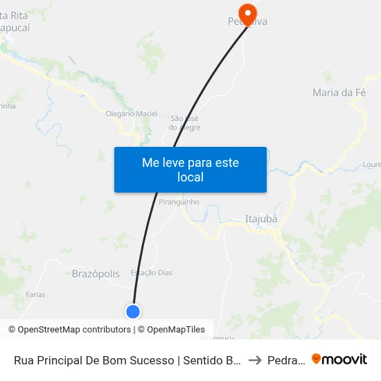 Rua Principal De Bom Sucesso | Sentido Brazópolis to Pedralva map