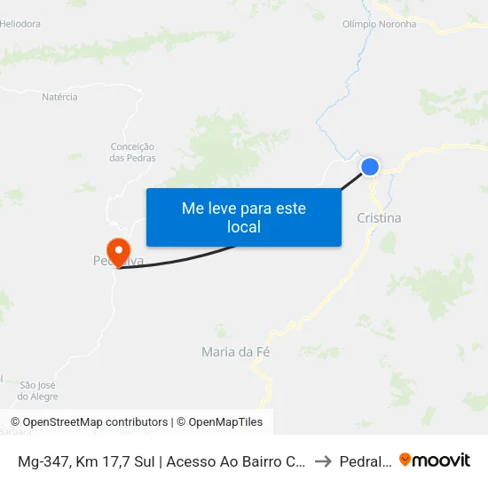Mg-347, Km 17,7 Sul | Acesso Ao Bairro Colônia to Pedralva map
