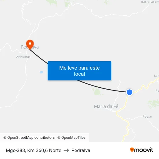 Mgc-383, Km 360,6 Norte to Pedralva map