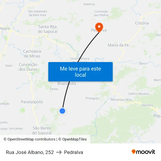 Rua José Albano, 252 to Pedralva map