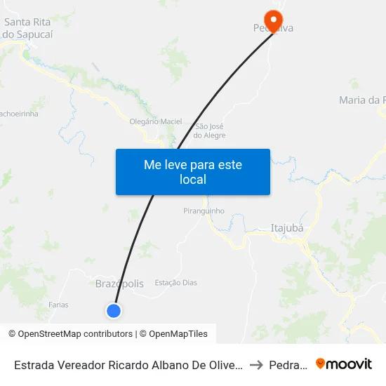 Estrada Vereador Ricardo Albano De Oliveira, Sul to Pedralva map