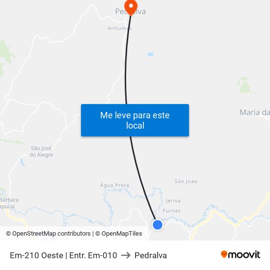 Em-210 Oeste | Entr. Em-010 to Pedralva map