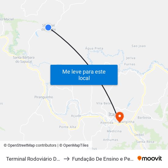 Terminal Rodoviário De São José Do Alegre to Fundação De Ensino e Pesquisa De Itajubá (FEPI) map