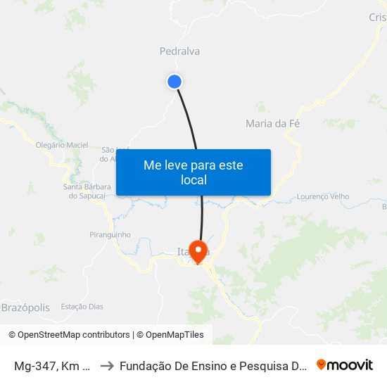 Mg-347, Km 49,4 Sul to Fundação De Ensino e Pesquisa De Itajubá (FEPI) map