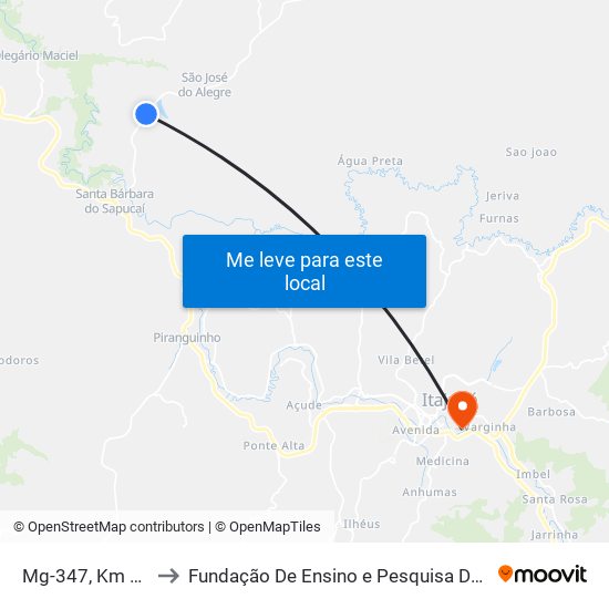 Mg-347, Km 62,5 Sul to Fundação De Ensino e Pesquisa De Itajubá (FEPI) map