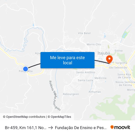 Br-459, Km 161,1 Norte | Entr. Em-447 to Fundação De Ensino e Pesquisa De Itajubá (FEPI) map