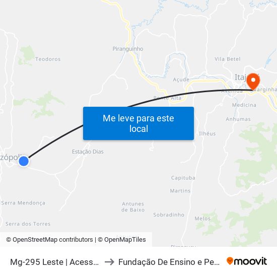 Mg-295 Leste | Acesso Leste A Brazópolis to Fundação De Ensino e Pesquisa De Itajubá (FEPI) map