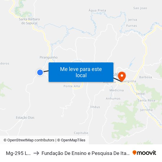 Mg-295 Leste to Fundação De Ensino e Pesquisa De Itajubá (FEPI) map