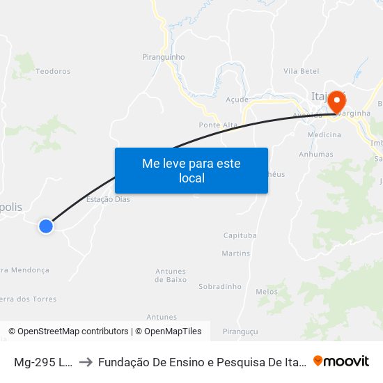 Mg-295 Leste to Fundação De Ensino e Pesquisa De Itajubá (FEPI) map