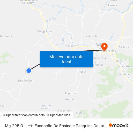 Mg-295 Oeste to Fundação De Ensino e Pesquisa De Itajubá (FEPI) map