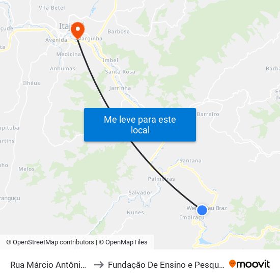 Rua Márcio Antônio Reinaldo, 250 to Fundação De Ensino e Pesquisa De Itajubá (FEPI) map