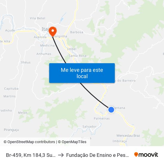 Br-459, Km 184,3 Sul | Bairro Santana to Fundação De Ensino e Pesquisa De Itajubá (FEPI) map