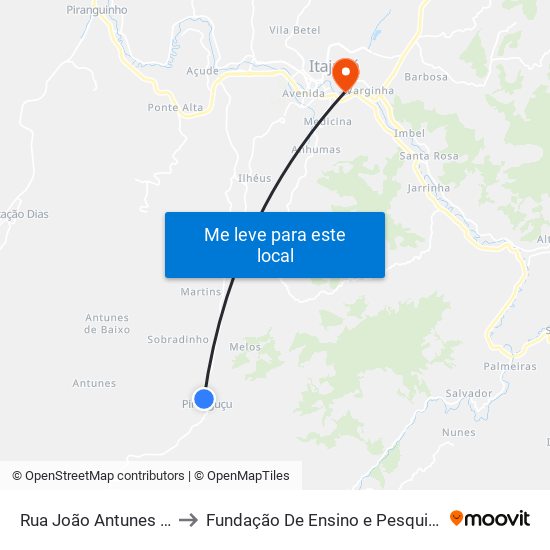 Rua João Antunes Siqueira, 363 to Fundação De Ensino e Pesquisa De Itajubá (FEPI) map