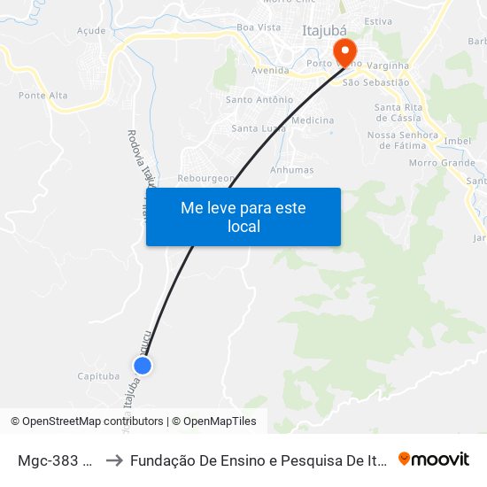 Mgc-383 Norte to Fundação De Ensino e Pesquisa De Itajubá (FEPI) map