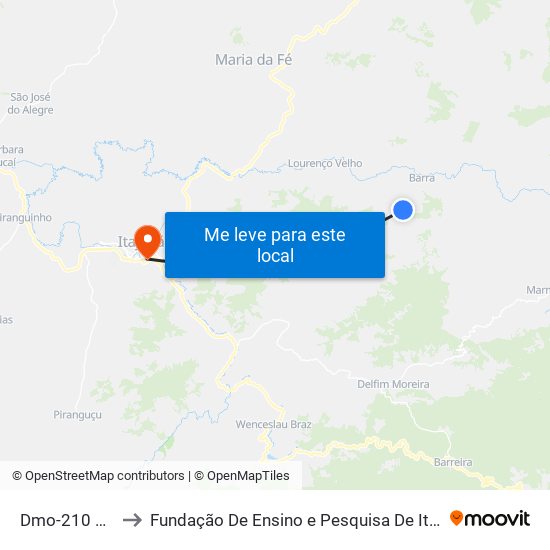 Dmo-210 Oeste to Fundação De Ensino e Pesquisa De Itajubá (FEPI) map