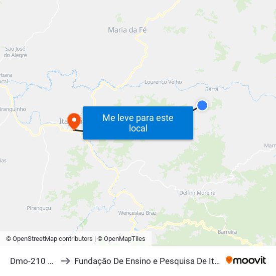 Dmo-210 Leste to Fundação De Ensino e Pesquisa De Itajubá (FEPI) map