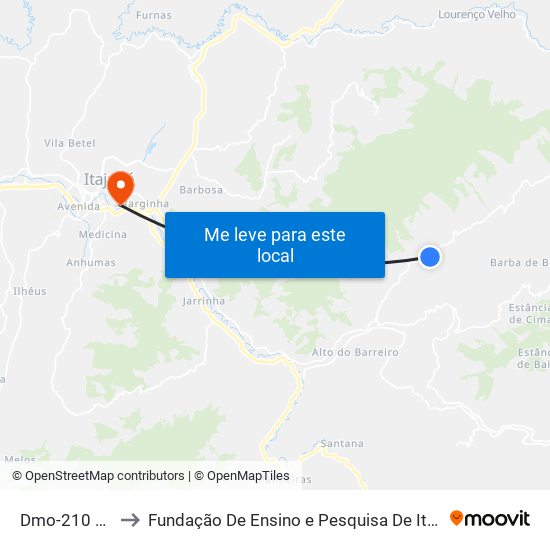 Dmo-210 Leste to Fundação De Ensino e Pesquisa De Itajubá (FEPI) map