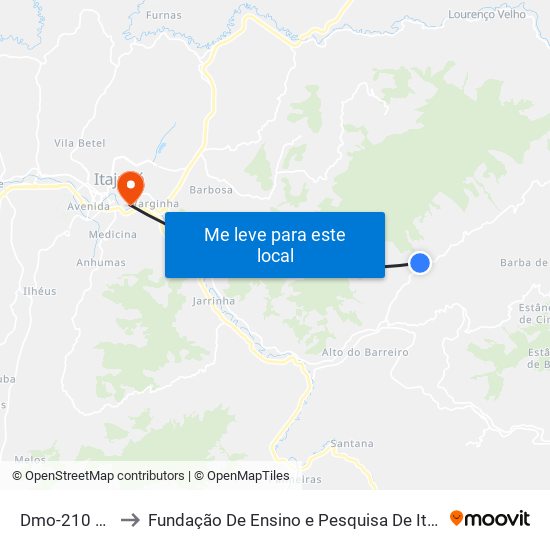 Dmo-210 Leste to Fundação De Ensino e Pesquisa De Itajubá (FEPI) map