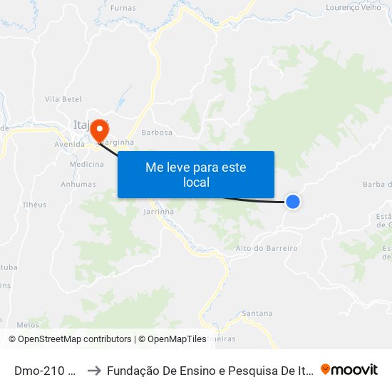 Dmo-210 Oeste to Fundação De Ensino e Pesquisa De Itajubá (FEPI) map