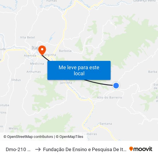 Dmo-210 Oeste to Fundação De Ensino e Pesquisa De Itajubá (FEPI) map